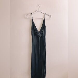 Navy Formal Maxi Dress with Lace Accents